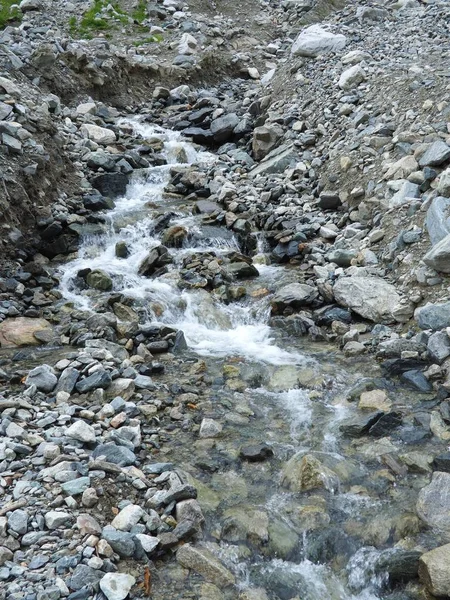 Вертикальний постріл каменів у струмковій воді — стокове фото