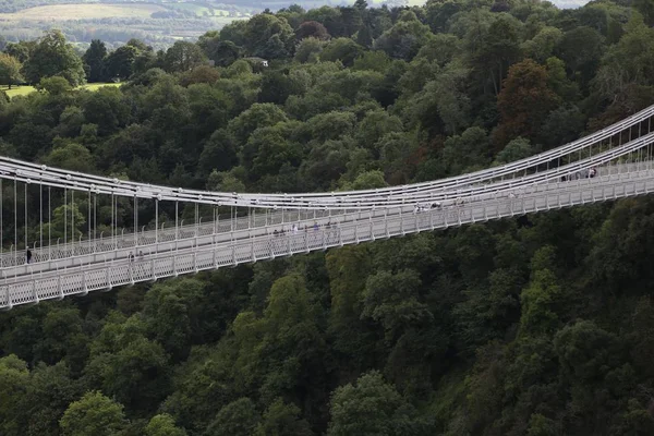 Una Foto Alto Ponte Argento Che Attraversa Una Fossa Ricoperta — Foto Stock