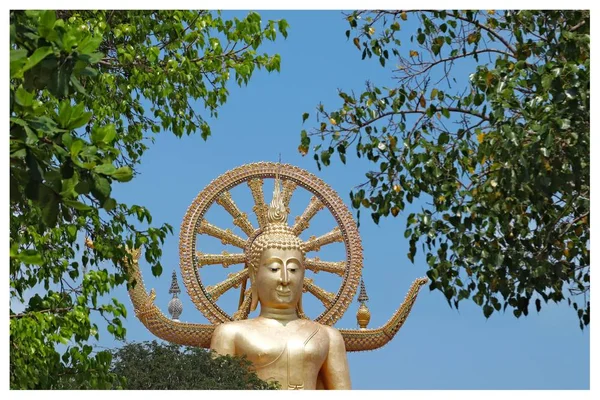 タイのワット・プラ・ヤイ寺院の空に触れる仏像の有名な歴史的彫像 — ストック写真
