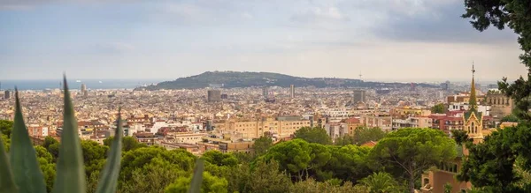 Barselona 'yı görmek için en iyi yerlerden biri Park Guell' in tepesindedir.. — Stok fotoğraf