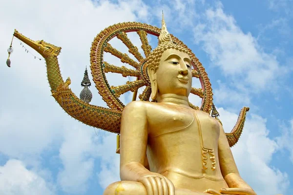 Famosa statua storica di Buddha che tocca il cielo nel tempio di Wat Phra Yai, Thailandia — Foto Stock