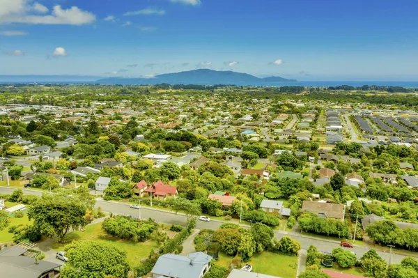 Воздушный Снимок Завораживающего Пейзажа Поселка Вайканаэ Новой Зеландии — стоковое фото