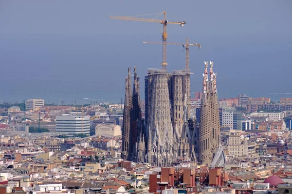 Barcelona Spain Jul 2019 Wide Landscape View Sagrada Familia Cathedral — 图库照片