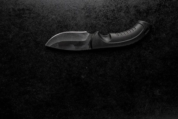 Malý Černý Nůž Černou Rukojetí — Stock fotografie