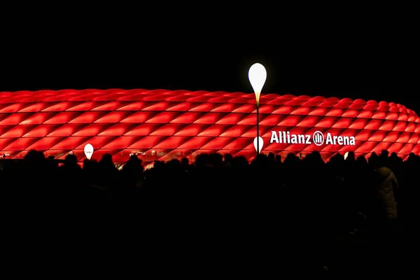 München Duitsland Januari 2020 Verlichte Arena Van Duitse Voetbalclub Bayern — Stockfoto