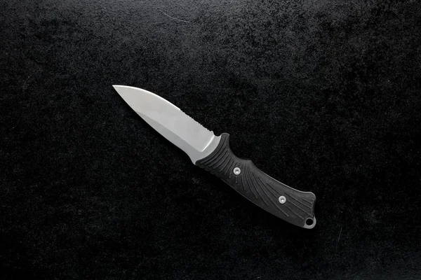Черный Острый Маленький Нож Черной Ручкой — стоковое фото