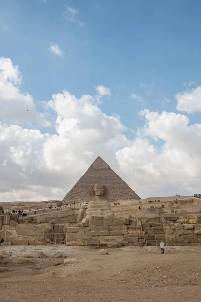 Широкоугольный Снимок Пирамиды Кхре Гиза Египте — стоковое фото