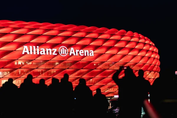 München Duitsland Januari 2020 Verlichte Arena Van Duitse Voetbalclub Bayern — Stockfoto