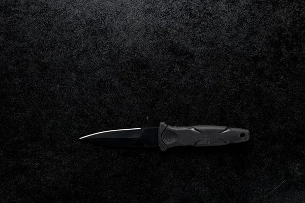 Closeup Shot Small Sharp Knife Black Handle Black Background — Stock Photo, Image