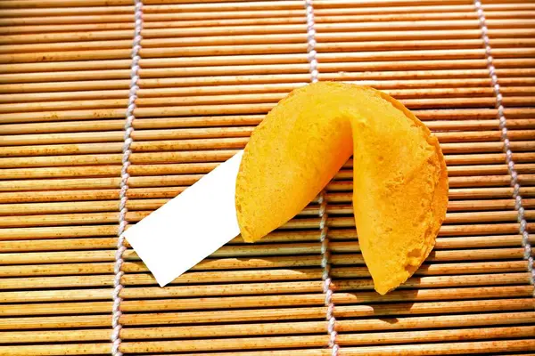 Overhead Shot Fortune Cookie Piece Paper — Stock Photo, Image