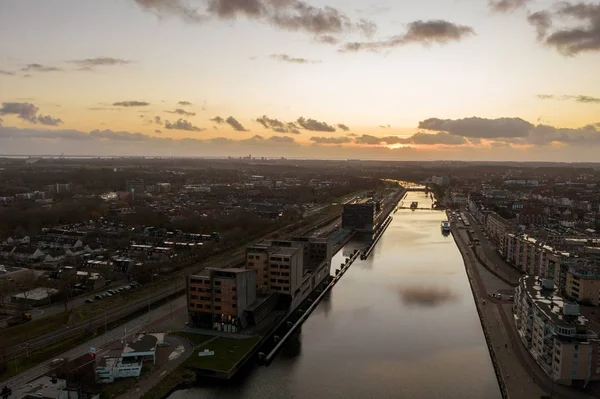 Pohled Ptačí Perspektivy Krásné Město Middelburg Nizozemsko — Stock fotografie