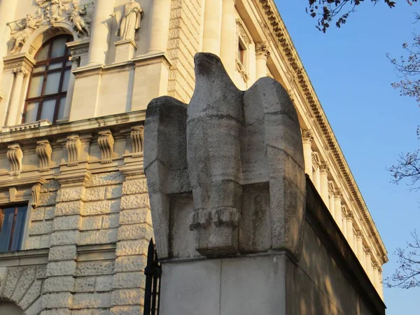 Красивая каменная статуя орла на улицах Вены, Австрия — стоковое фото