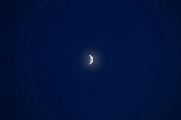 Beautiful View Half Moon Clear Night Sky — 스톡 사진