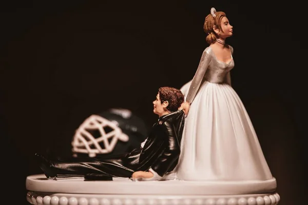 Gros Plan Une Belle Garniture Gâteau Mariage Avec Fond Flou — Photo