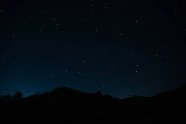 Belo Tiro Árvores Silhuetas Com Céu Estrelado Noite — Fotografia de Stock