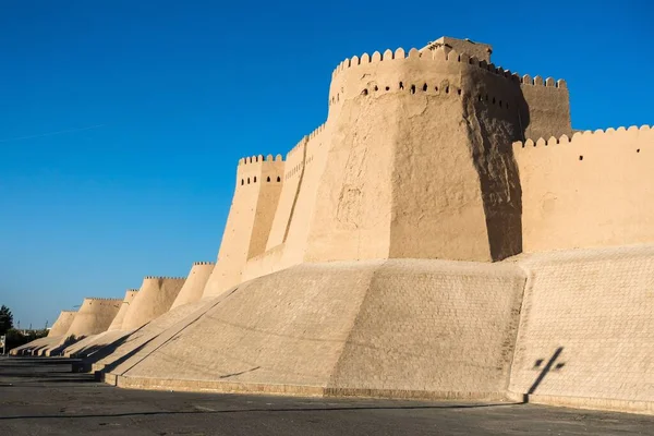 Vecchie Mura Mattoni Beige Della Fortezza Dell Arca Bukhara Uzbekistan — Foto Stock