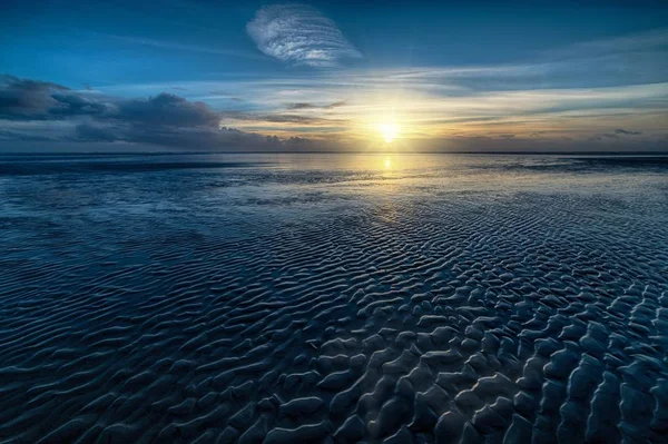 High Angle Shot Ocean Water Sun Shining Horizon — Stock Photo, Image