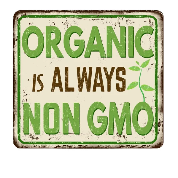 Vintage Znamení Organic Vždy Non Gmo Praporu Bílém Pozadí — Stock fotografie