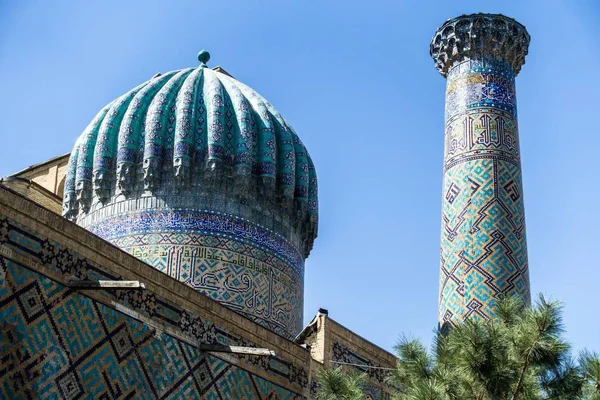 Комплекс Шах Зинда Голубыми Керамическими Орнаментами Самарканде Узбекистан — стоковое фото