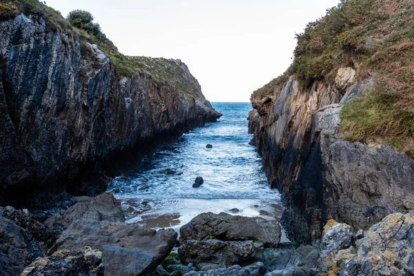 Una Bella Foto Della Spiaggia Nueva Llanes Valencia Spagna Una — Foto Stock