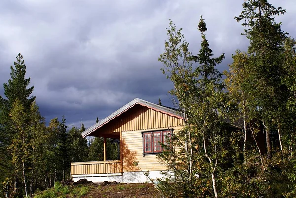 Chalet Rural Norvégien Typique Avec Paysage Couper Souffle Une Belle — Photo