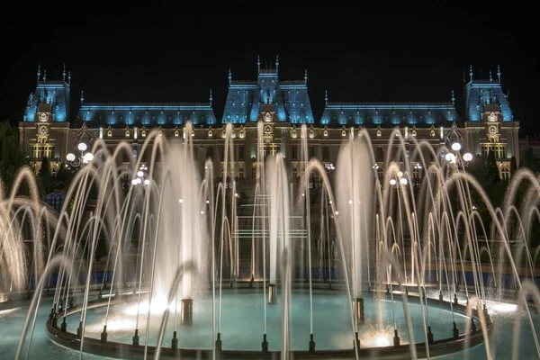 Famoso Palazzo Della Cultura Iasi Romania Con Fontane Fronte — Foto Stock