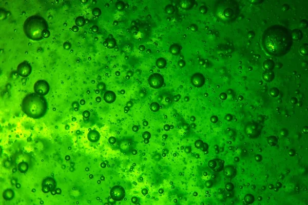 Pozadí Mnoha Vzduchových Bublin Zelené Kapalině Skvělé Pro Chladné Pozadí — Stock fotografie