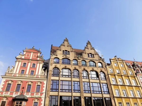 Bottom View Shot Buildings Main Market Square Wrocaw Poland — Stock Photo, Image