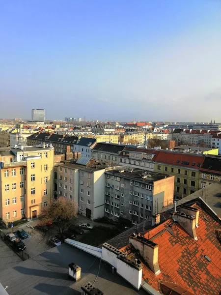 Vertikal Bild Staden Soliga Dag Warszawa Polen — Stockfoto