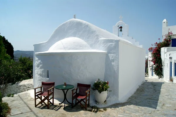 Snímek Bílé Kaple Řeckých Ostrovech Amorgos — Stock fotografie