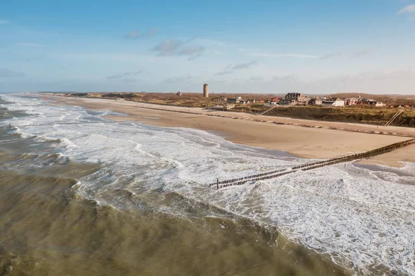 Vue en angle du bord de mer à Domburg (Pays-Bas) — Photo