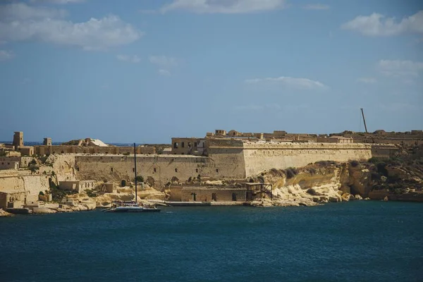 Вид Моря Средневекового Мальтийского Города Второй Половине Дня Солнечный День — стоковое фото