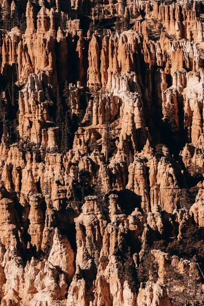 Cerradura vertical de las rocas marrones en un cañón. —  Fotos de Stock