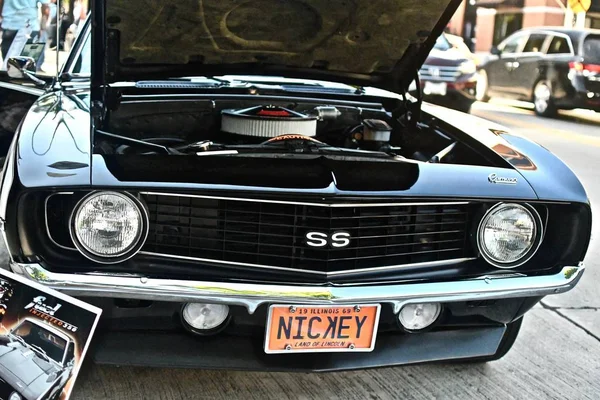 Downers Grove Usa Jun 2019 Närbild Svart Glänsande Chevrolet Chevelle — Stockfoto