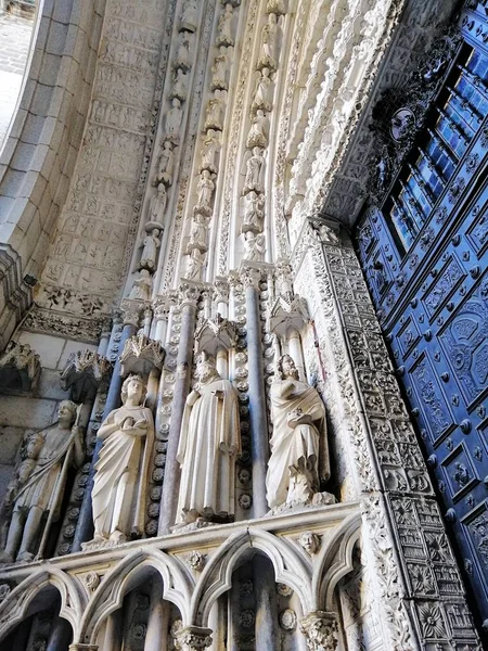 Plan Vertical Statues Côté Entrée Cathédrale Sainte Marie Tolède Tolède — Photo
