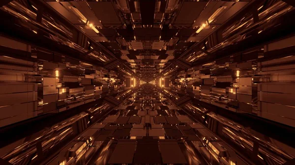 Futurista pasillo del túnel espacial de ciencia ficción con brillantes luces brillantes —  Fotos de Stock