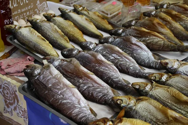 High Angle Closeup Shot Raw Fish Market — Stock Photo, Image