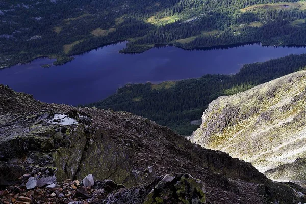 High angle view of a beautiful landscape in Tuddal Gaustatoppen, Norway — Stock Photo, Image