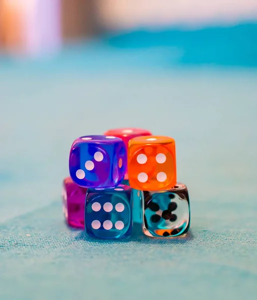 Selective focus shot of several dices on the table — Stock Photo, Image