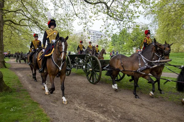 Londres Reino Unido Abril 2014 Tropa Reyes Artillería Real Caballos —  Fotos de Stock