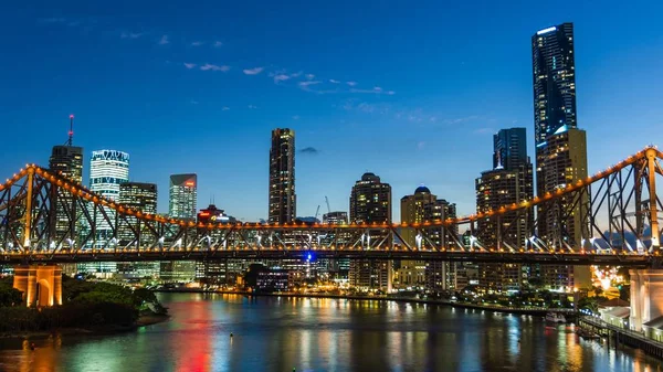 Красивый Снимок Исторического Моста Австралии Ночное Время — стоковое фото