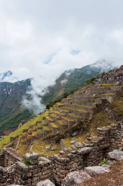 Ein Faszinierender Blick Auf Machu Picchu Peru Der Von Wolken — Stockfoto