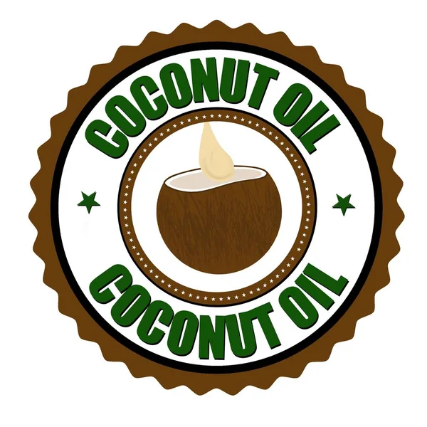 Hnědá a zelená nápis "Kokosový olej" na bílém pozadí — Stock fotografie