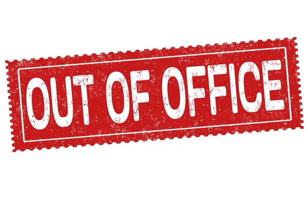 Vermelho ilustrado sinal de Out of Office em um fundo branco — Fotografia de Stock