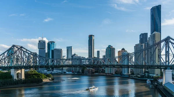 Een Prachtig Shot Van Story Bridge Australië Onder Een Blauwe — Stockfoto