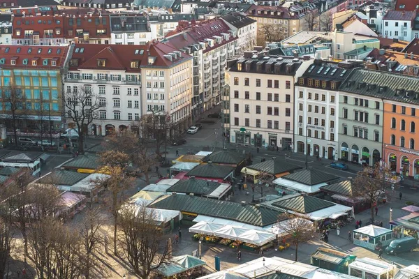 Munich Alemania 2020 Vista Aérea Famosa Munich Llamada Viktualienmarkt Mercado — Foto de Stock