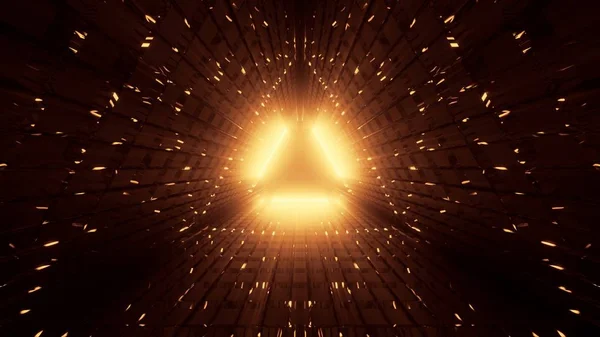 Világító Sárga Vonalak Illusztrációja Amelyek Háromszöget Alkotnak — Stock Fotó