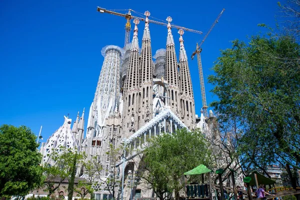 Plan Faible Angle Belle Conception Architecturale Sagrada Familia Barcelone Espagne — Photo