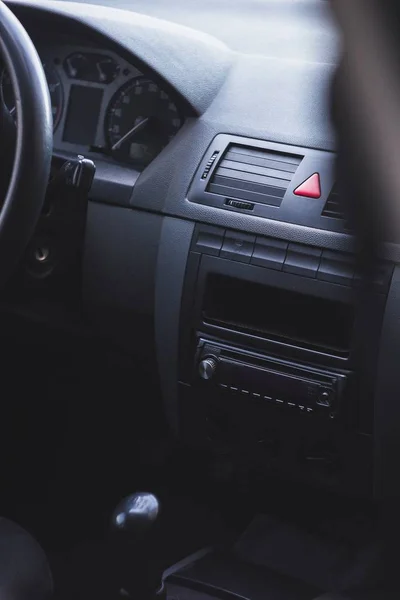 Interior Carro Com Volante Velocímetro — Fotografia de Stock