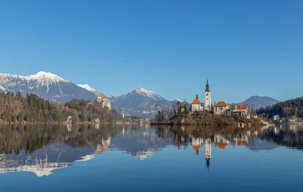 Het meer van Bled Panorama — Stockfoto